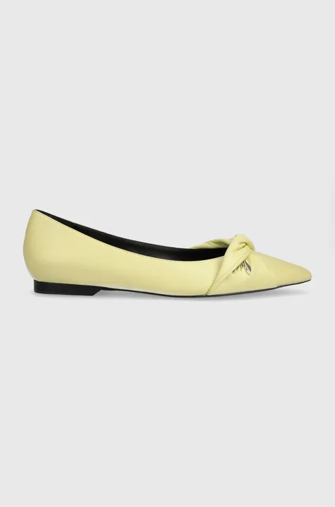 Patrizia Pepe bőr balerina cipő sárga, 8Z0015 L048 Y430