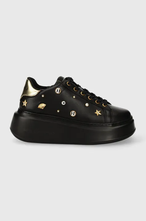 Кожаные кроссовки Karl Lagerfeld ANAKAPRI цвет чёрный KL63579G