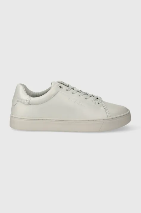 Kožené tenisky Calvin Klein CLEAN CUPSOLE LACE UP šedá farba, HW0HW01863