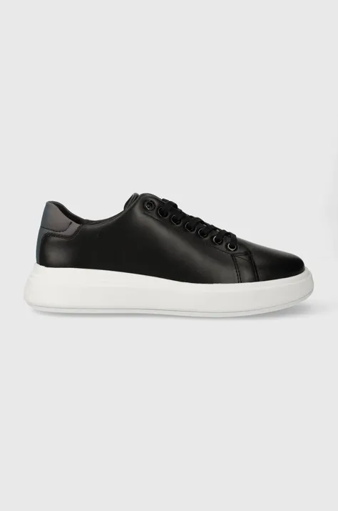 Шкіряні кросівки Calvin Klein RAISED CUPSOLE LACE UP LUMINOUS колір чорний HW0HW01997