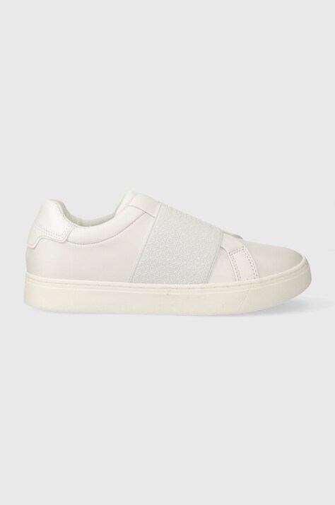 Calvin Klein sneakers din piele CLEAN CUPSOLE SLIP ON culoarea alb, HW0HW02007