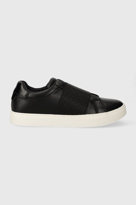 Kožené tenisky Calvin Klein CLEAN CUPSOLE SLIP ON černá barva, HW0HW02007