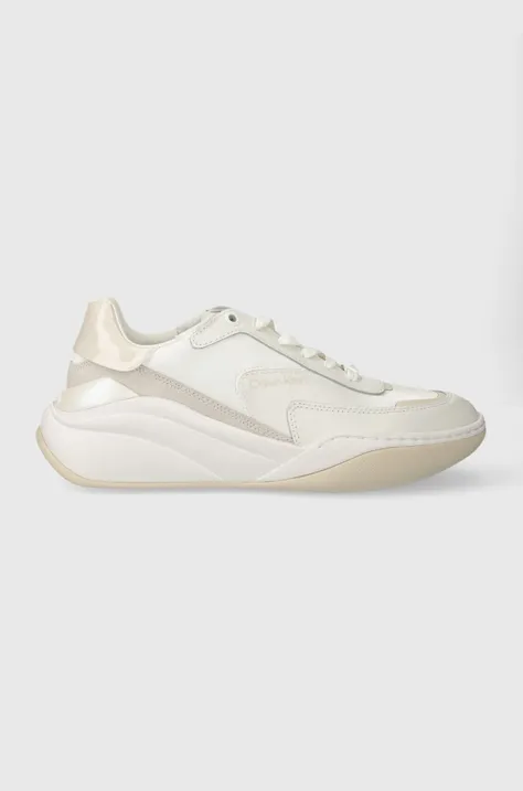 Sneakers boty Calvin Klein CLOUD WEDGE LACE UP-PEARLIZED bílá barva, HW0HW02040