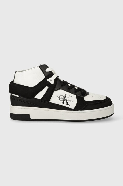 Kožne tenisice Calvin Klein Jeans BASKET CUPSOLE HIGH MIX ML FAD boja: crna, YW0YW01300