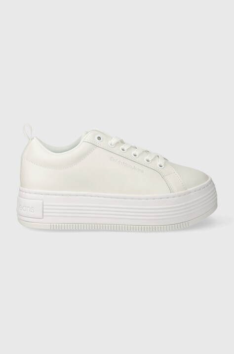 Шкіряні кросівки Calvin Klein Jeans BOLD FLATF LOW LACEUP LTH IN LUM колір білий YW0YW01309
