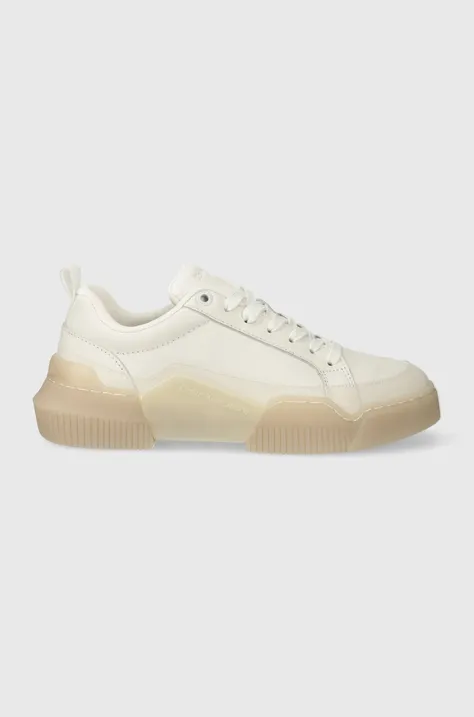 Calvin Klein Jeans sneakers in pelle CHUNKY CUPSOLE 2.0 LTH IN LUM colore bianco YW0YW01313