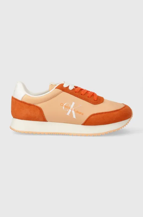 Αθλητικά Calvin Klein Jeans RETRO RUNNER LOW LACE NY ML χρώμα: πορτοκαλί, YW0YW01326