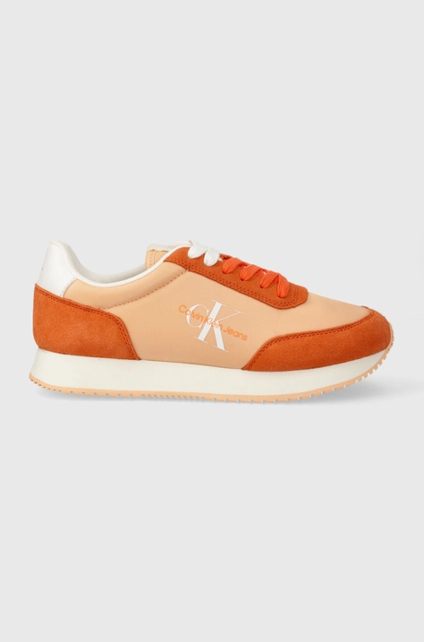 Superge Calvin Klein Jeans RETRO RUNNER LOW LACE NY ML oranžna barva, YW0YW01326