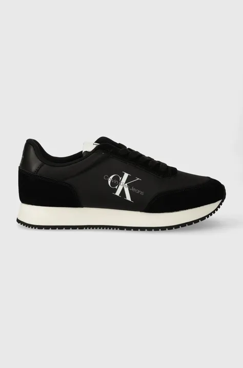 Superge Calvin Klein Jeans RETRO RUNNER LOW LACE NY ML črna barva, YW0YW01326