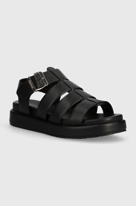 Kožne sandale Barbour Charlene za žene, boja: crna, s platformom, LFO0685BK11
