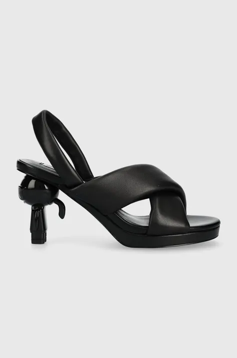 Usnjeni sandali Karl Lagerfeld IKON HEEL črna barva, KL39024