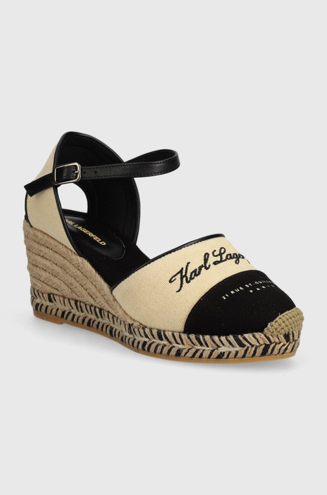 Espadrilky Karl Lagerfeld KAMINI MID dámske, béžová farba, na kline, KL32203