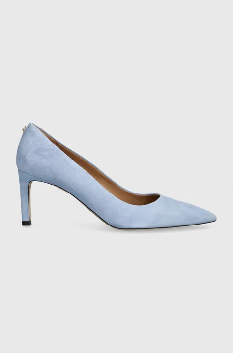 Велурени обувки с тънък ток BOSS Janet в синьо 50498810