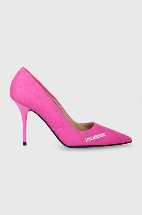 Шкіряні туфлі Love Moschino колір рожевий JA10369G1IIE0604