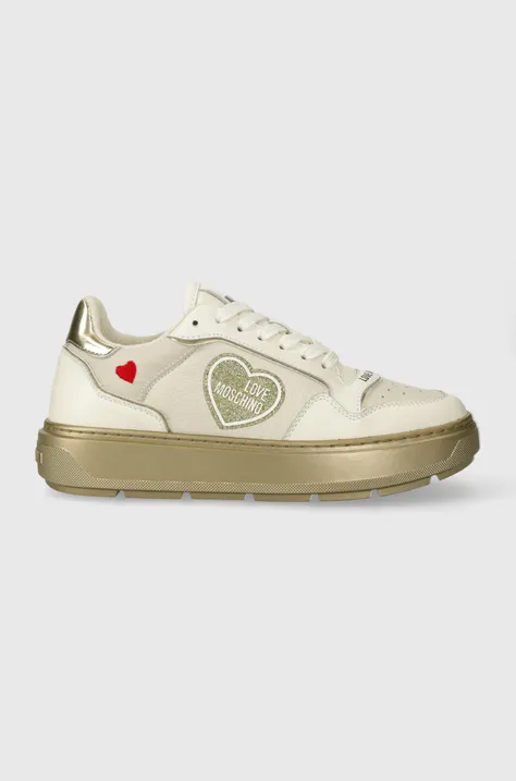 Kožené sneakers boty Love Moschino béžová barva, JA15204G1IJC290A