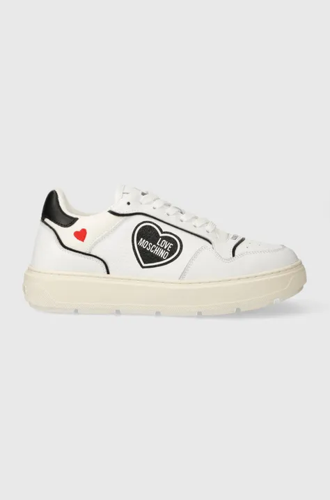 Love Moschino sneakersy skórzane kolor biały JA15204G1IJC110A