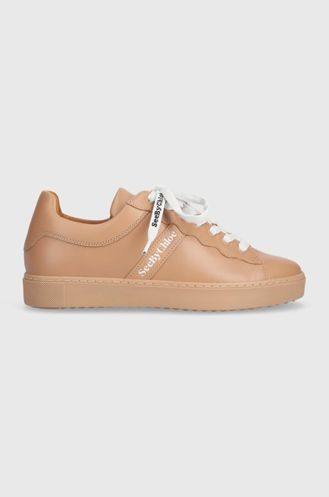 See by Chloé sneakers din piele Essie culoarea bej, SB39210A