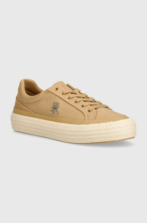 Tommy Hilfiger tenisi VULC femei, culoarea bej, FW0FW07673