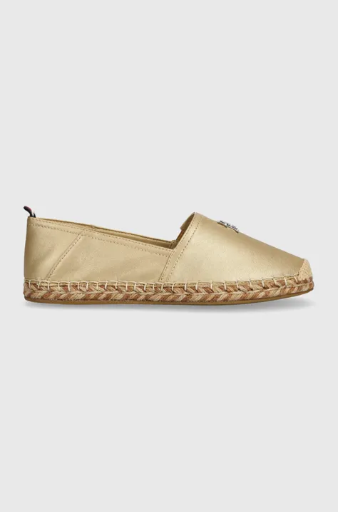 Шкіряні еспадрилі Tommy Hilfiger TH GOLD FLAT ESPADRILLE колір золотий FW0FW07694