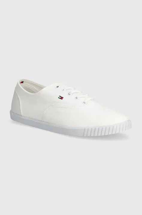 Πάνινα παπούτσια Tommy Hilfiger CANVAS LACE UP SNEAKER χρώμα: άσπρο, FW0FW07805