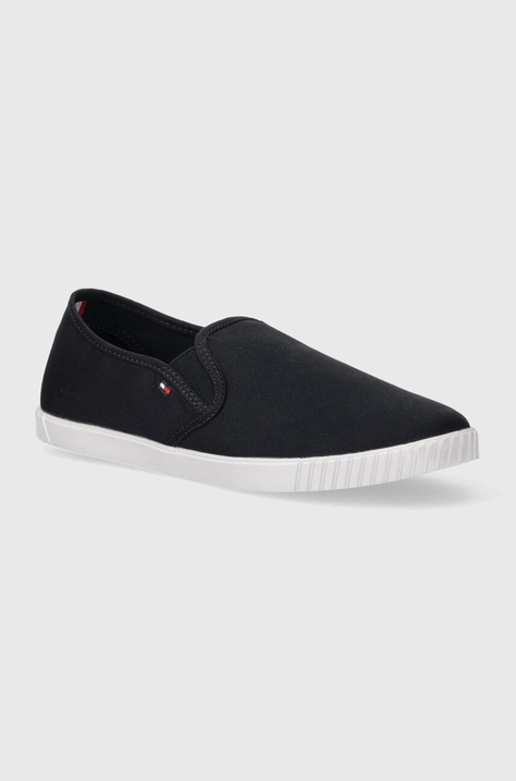 Teniske Tommy Hilfiger CANVAS SLIP-ON SNEAKER ženske, mornarsko modra barva, FW0FW07806