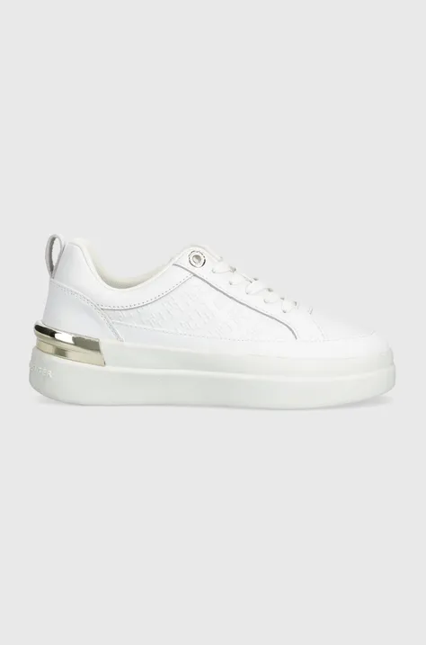 Tommy Hilfiger sneakersy skórzane LUX COURT SNEAKER MONOGRAM kolor biały FW0FW07808