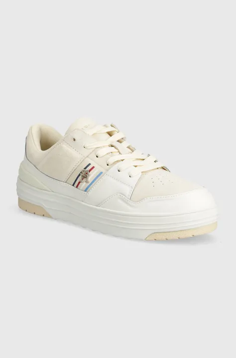 Δερμάτινα αθλητικά παπούτσια Tommy Hilfiger SUEDE STRIPES BASKET LO χρώμα: μπεζ, FW0FW07811