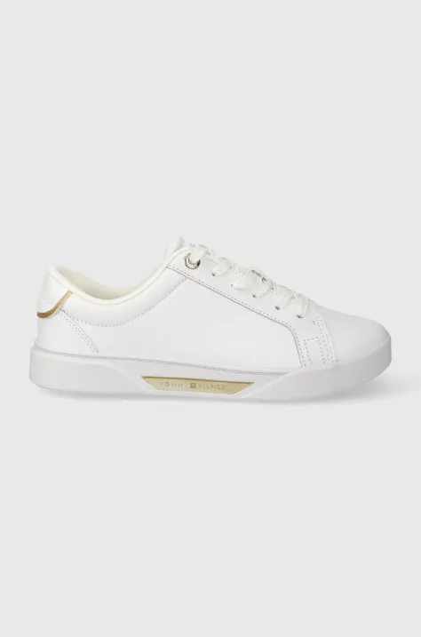 Δερμάτινα αθλητικά παπούτσια Tommy Hilfiger CHIC HW COURT SNEAKER χρώμα: άσπρο, FW0FW07813