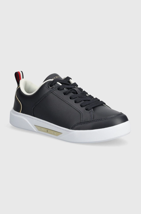 Kožené tenisky Tommy Hilfiger SPORTY CHIC COURT SNEAKER tmavomodrá farba, FW0FW07814