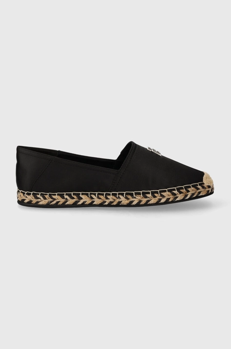 Εσπαντρίγιες Tommy Hilfiger TH SATIN FLAT ESPADRILLE χρώμα: μαύρο, FW0FW07881