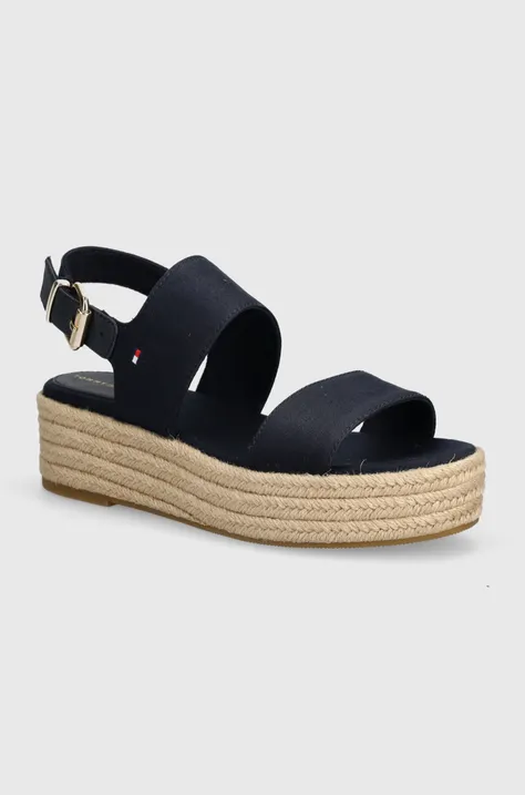 Sandály Tommy Hilfiger MID WEDGE SANDAL dámské, tmavomodrá barva, na platformě, FW0FW07885