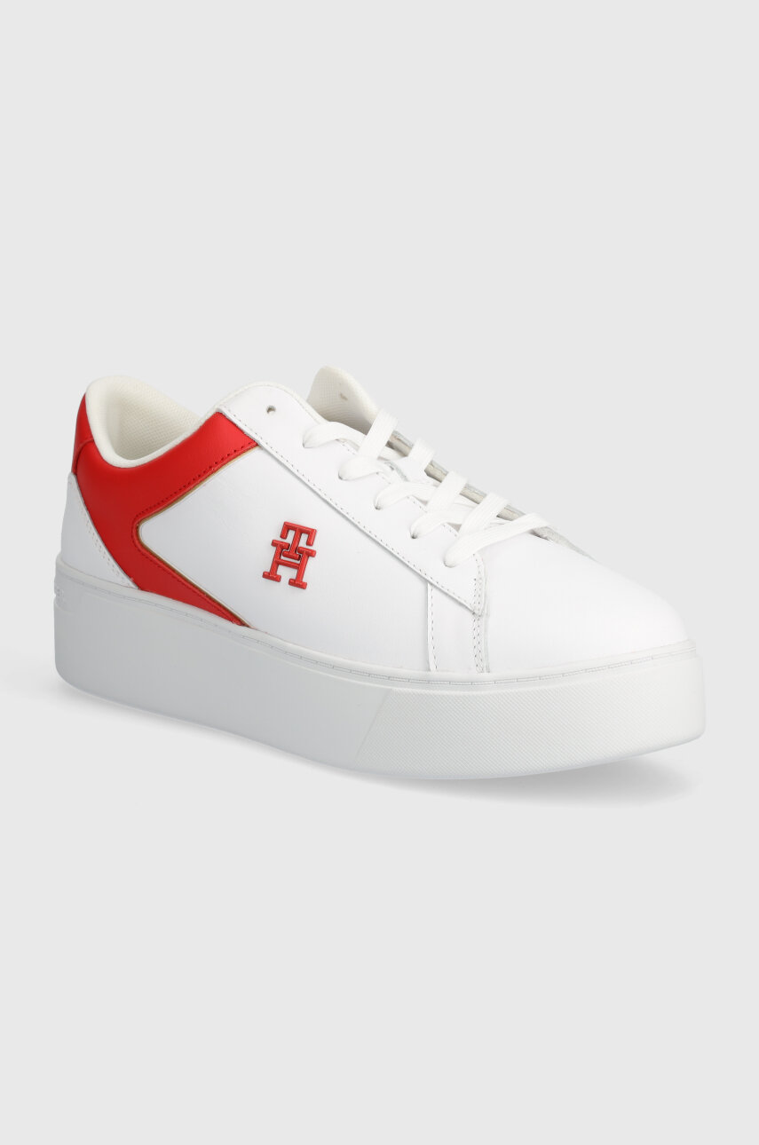 Кожаные кроссовки Tommy Hilfiger TH PLATFORM COURT SNEAKER цвет белый FW0FW07910