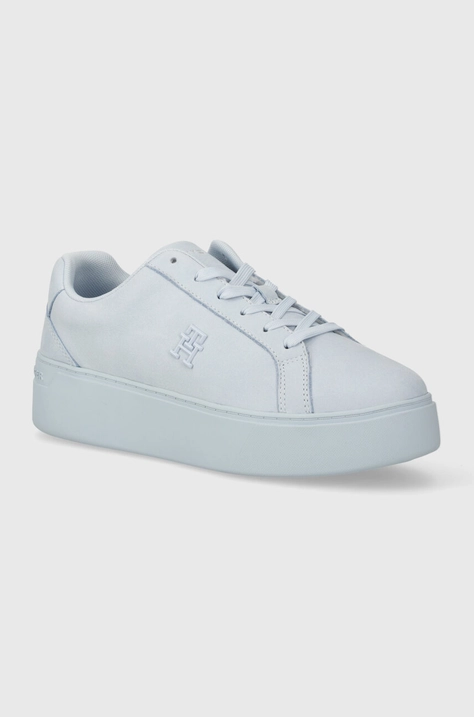 Δερμάτινα αθλητικά παπούτσια Tommy Hilfiger PLATFORM COURT SNEAKER NUBUCK FW0FW07912