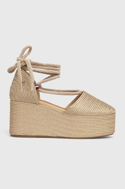 Espadrile Tommy Hilfiger CLOSED TOE GOLD FLATFORM za žene, boja: zlatna, klin peta, FW0FW08050