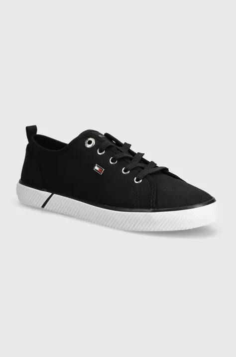 Πάνινα παπούτσια Tommy Hilfiger VULC CANVAS SNEAKER χρώμα: μαύρο, FW0FW08063
