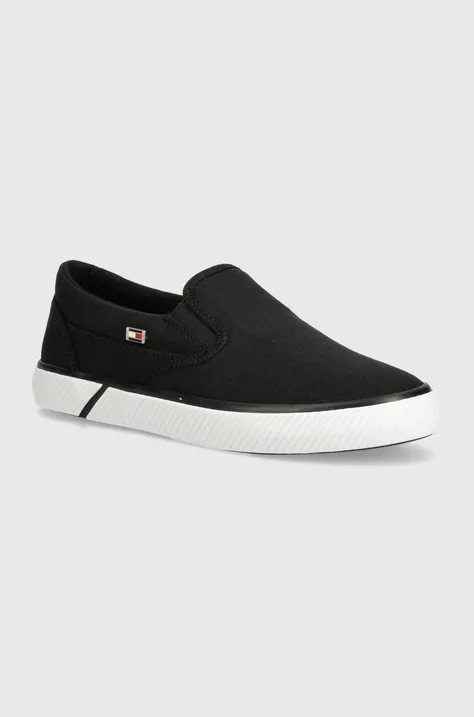 Πάνινα παπούτσια Tommy Hilfiger VULC CANVAS χρώμα: μαύρο, FW0FW08065