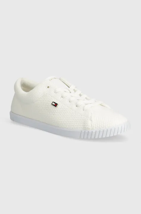 Sneakers boty Tommy Hilfiger FLAG LACE UP SNEAKER KNIT bílá barva, FW0FW08074