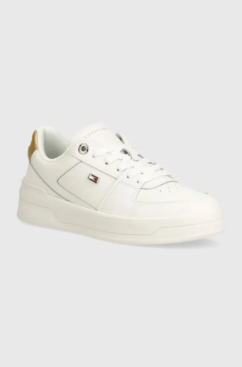 Δερμάτινα αθλητικά παπούτσια Tommy Hilfiger ESSENTIAL χρώμα: άσπρο, FW0FW08076