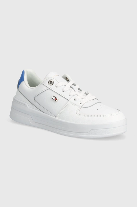 Tommy Hilfiger bőr sportcipő FLAG BASKET fehér, FW0FW08081