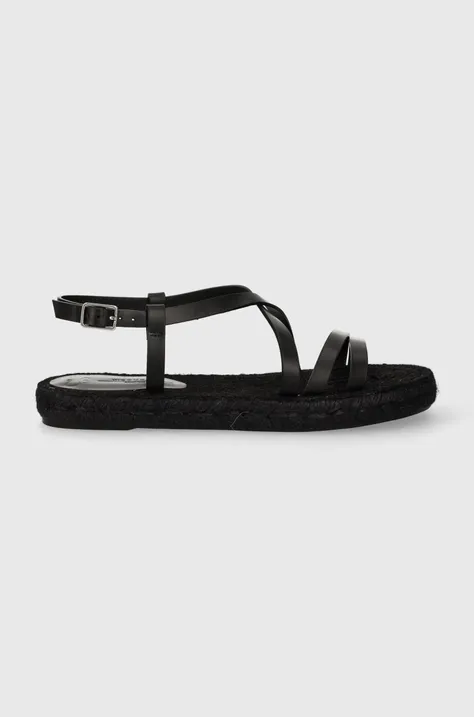 Usnjeni sandali Weekend Max Mara Pilard2 ženski, črna barva, 2415521135670