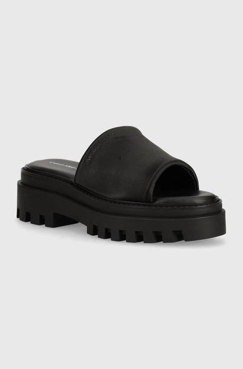 Natikače Calvin Klein Jeans TOOTHY COMBAT SANDAL IN DC za žene, boja: crna, s platformom, YW0YW01339