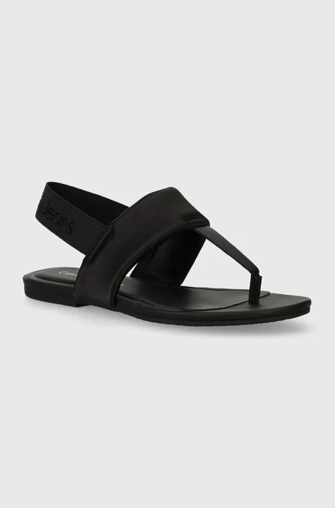 Calvin Klein Jeans sandale FLAT SANDAL TOEPOST DC femei, culoarea negru, YW0YW01344