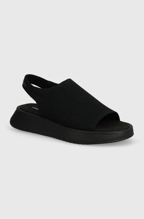 Calvin Klein Jeans sandale SLING KNIT SANDAL MG UC femei, culoarea negru, cu platforma, YW0YW01346