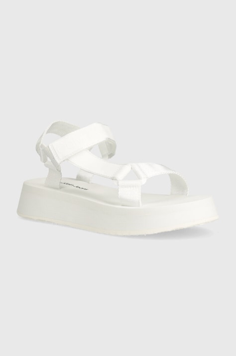 Calvin Klein Jeans sandale SANDAL VELCRO WEBBING DC femei, culoarea alb, cu platforma, YW0YW01353
