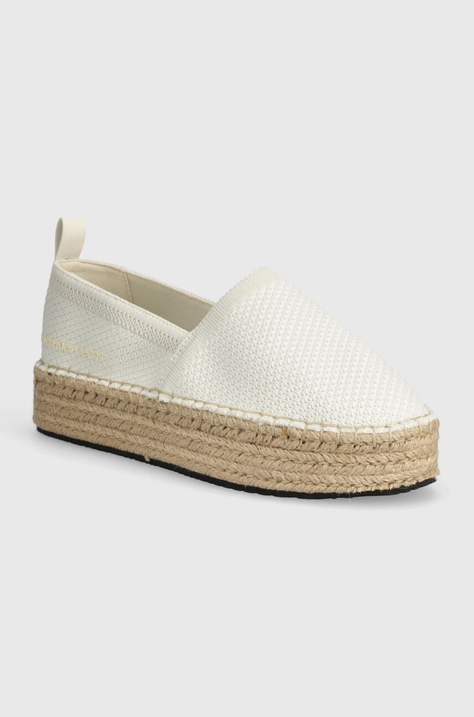 Espadrile Calvin Klein Jeans PLATFORM ESPADRILLE UC bela barva, YW0YW01377