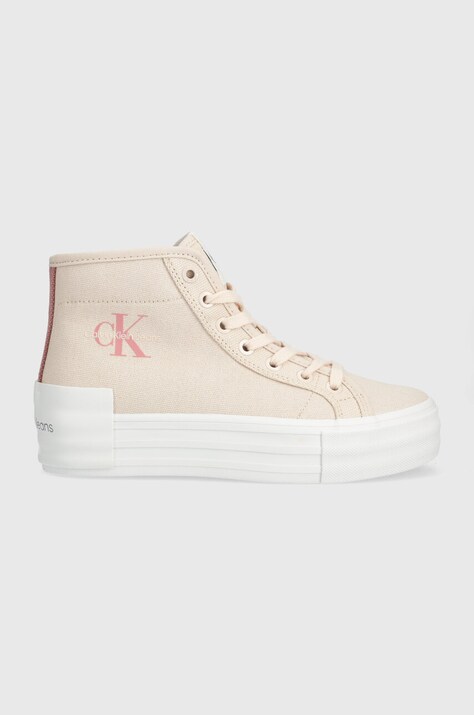 Πάνινα παπούτσια Calvin Klein Jeans BOLD VULC FLATF MID CS ML BTW BOLD VULC FLATF MID CS ML BTW χρώμα: ροζ YW0YW01392