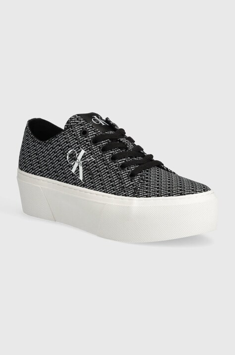 Calvin Klein Jeans tenisi FLATFORM+ CUPSOLE LOW LACE CS MR femei, culoarea negru, YW0YW01420