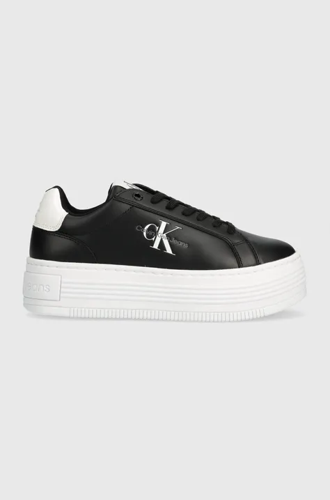 Sneakers boty Calvin Klein Jeans BOLD PLATF LOW LACE LTH ML MET černá barva, YW0YW01431