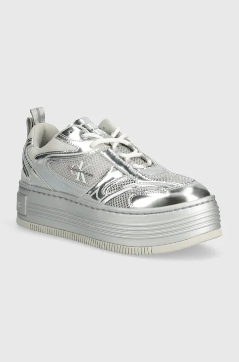 Sneakers boty Calvin Klein Jeans BOLD PLATF LOW MIX ML MR stříbrná barva, YW0YW01510