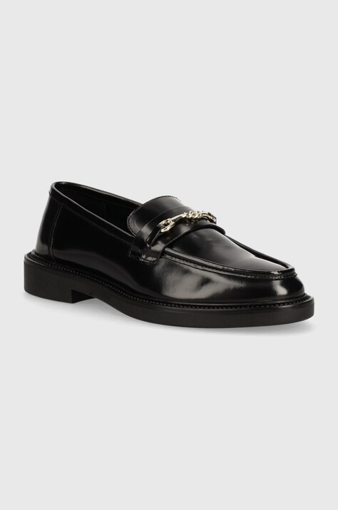 Кожаные мокасины Steve Madden Huddles женские цвет чёрный на плоском ходу SM11002911